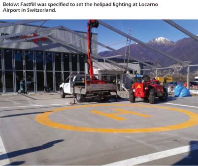 Fastfill, a fast-setting repair mortar was specified for concrete floor repairs on the helipad lighting at Locarno Airport in Switzerland.
