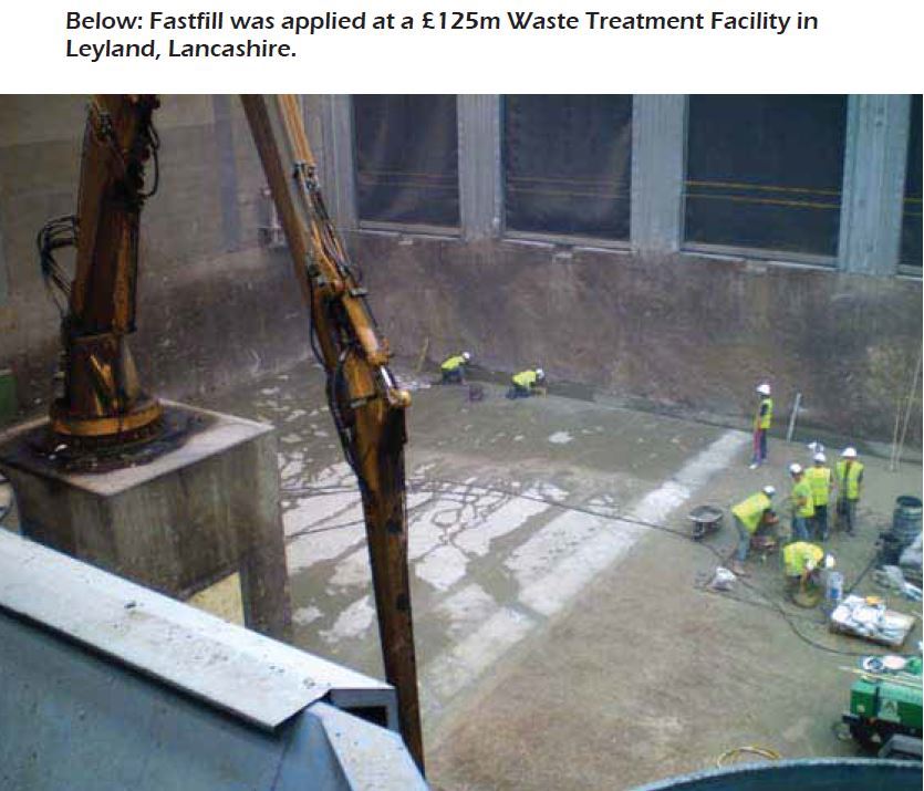 Concrete repair mortar was applied at a £125m Waste Treatment Facility in Leyland, Lancashire.