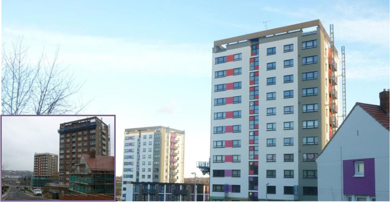 Concrete repair on six tower blocks in Leeds