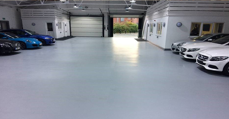 Fast track concrete floor protection car showroom